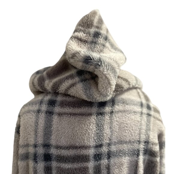 Koolaburra by Ugg Plaid Fleece Cardigan Cozy Soft Hooded Sweater Oversized - Picture 6 of 14